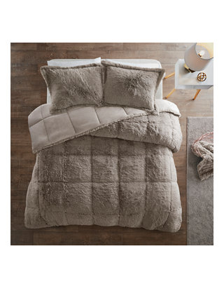 Intelligent Design Malea Gy Faux, Faux Leather Comforter Set