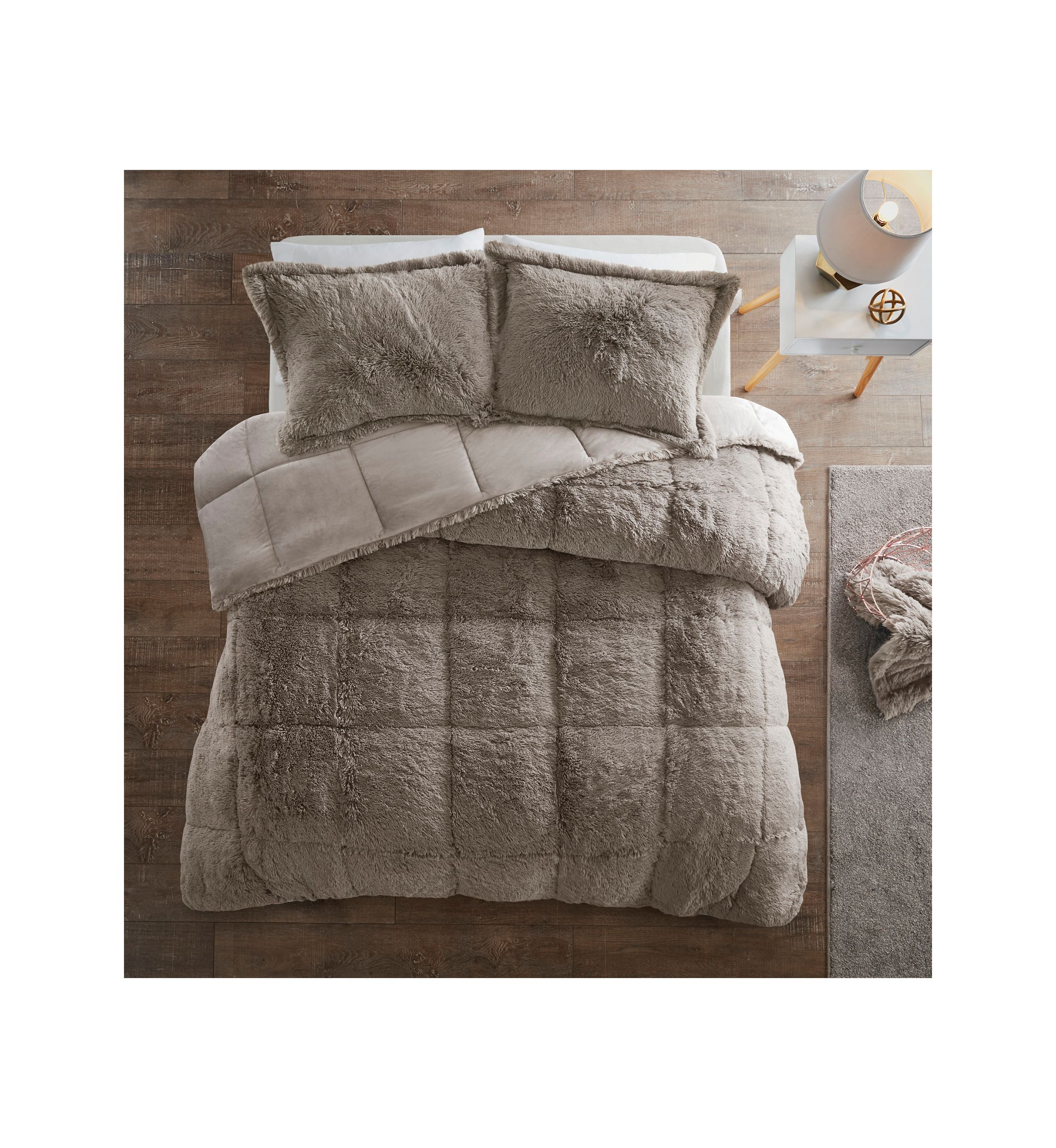 Malea Shaggy Faux Fur Comforter Mini Set