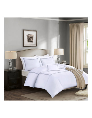 Embroidered Cotton Sateen Duvet Cover, 1000 Thread Count Duvet Set King