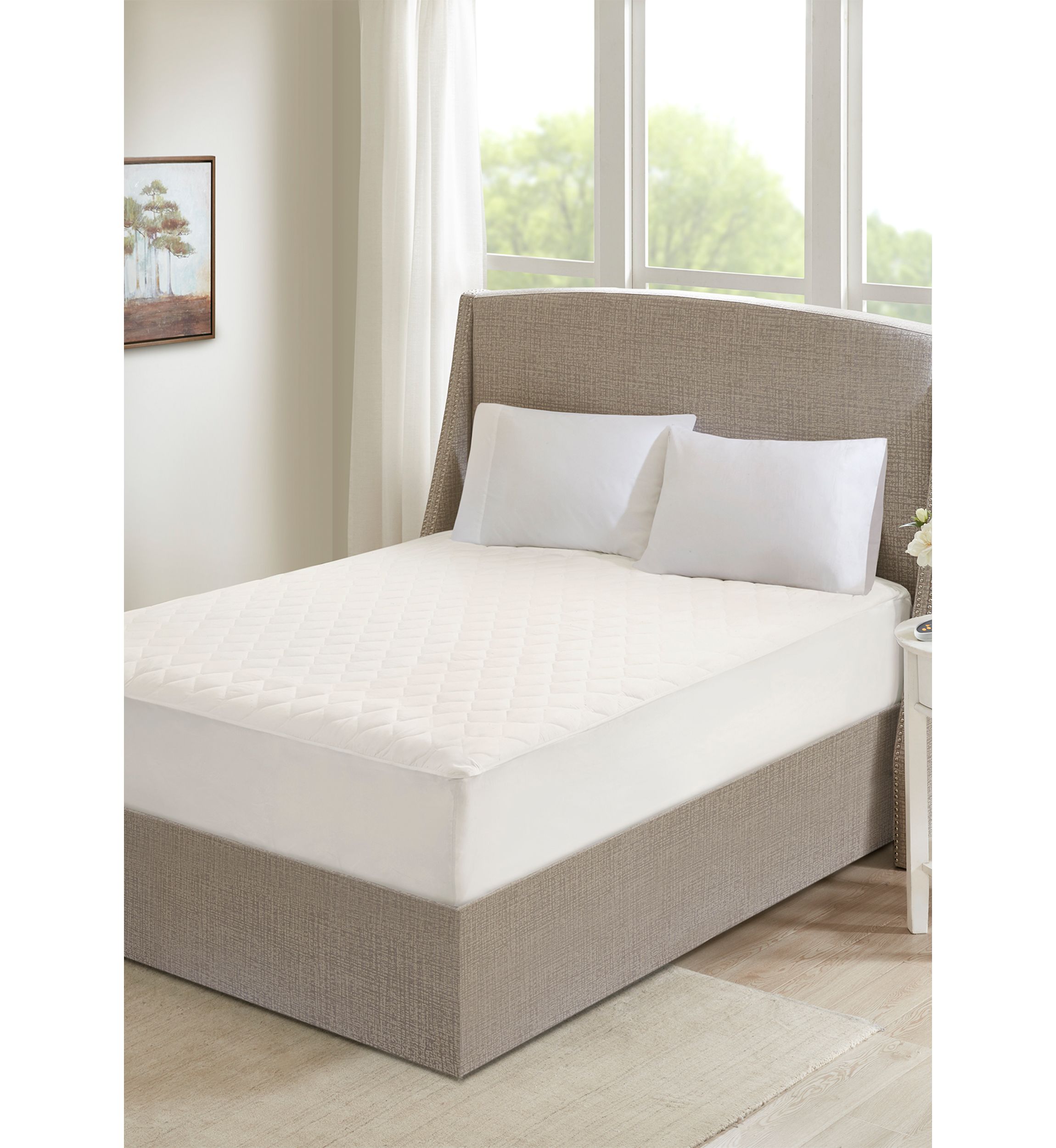 Cotton Deep Pocket Heated Mattress Pad-20 Heat Settings