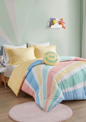 Shop Cotton Cabana Stripe Reversible Comforter Set with Rainbow Reverse  Pink, Comforters & Blankets