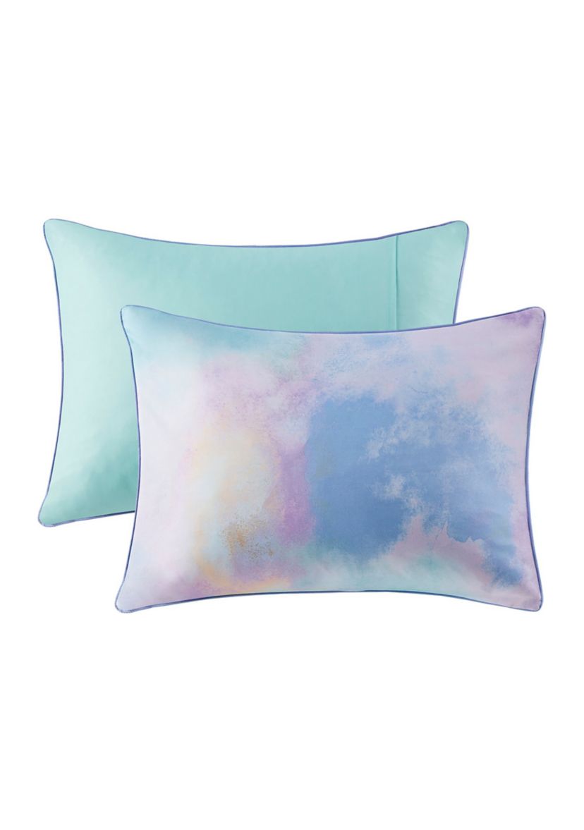 Cassiopeia Watercolor Tie Dye Printed Comforter Set with Throw Pillow