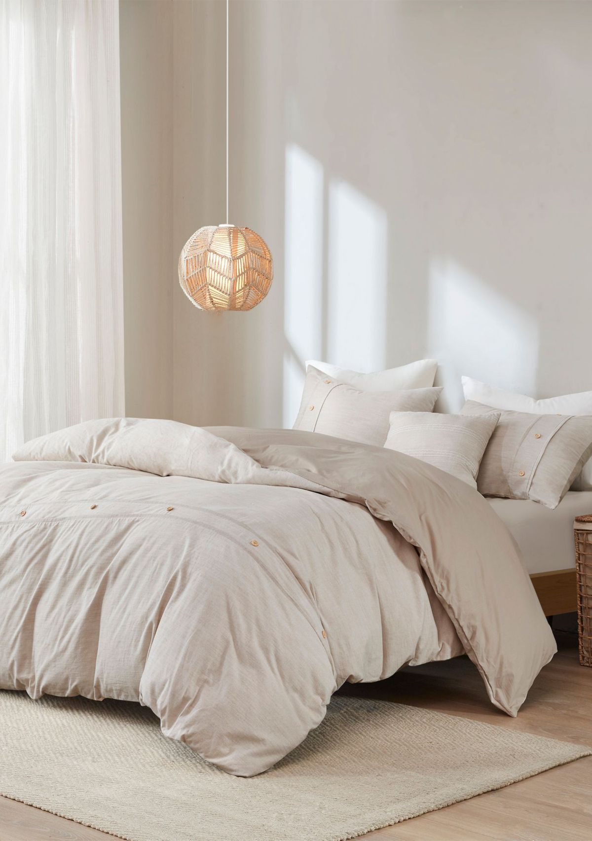 Dover 5 Piece Organic Cotton Oversized Comforter Cover Set w/removable insert