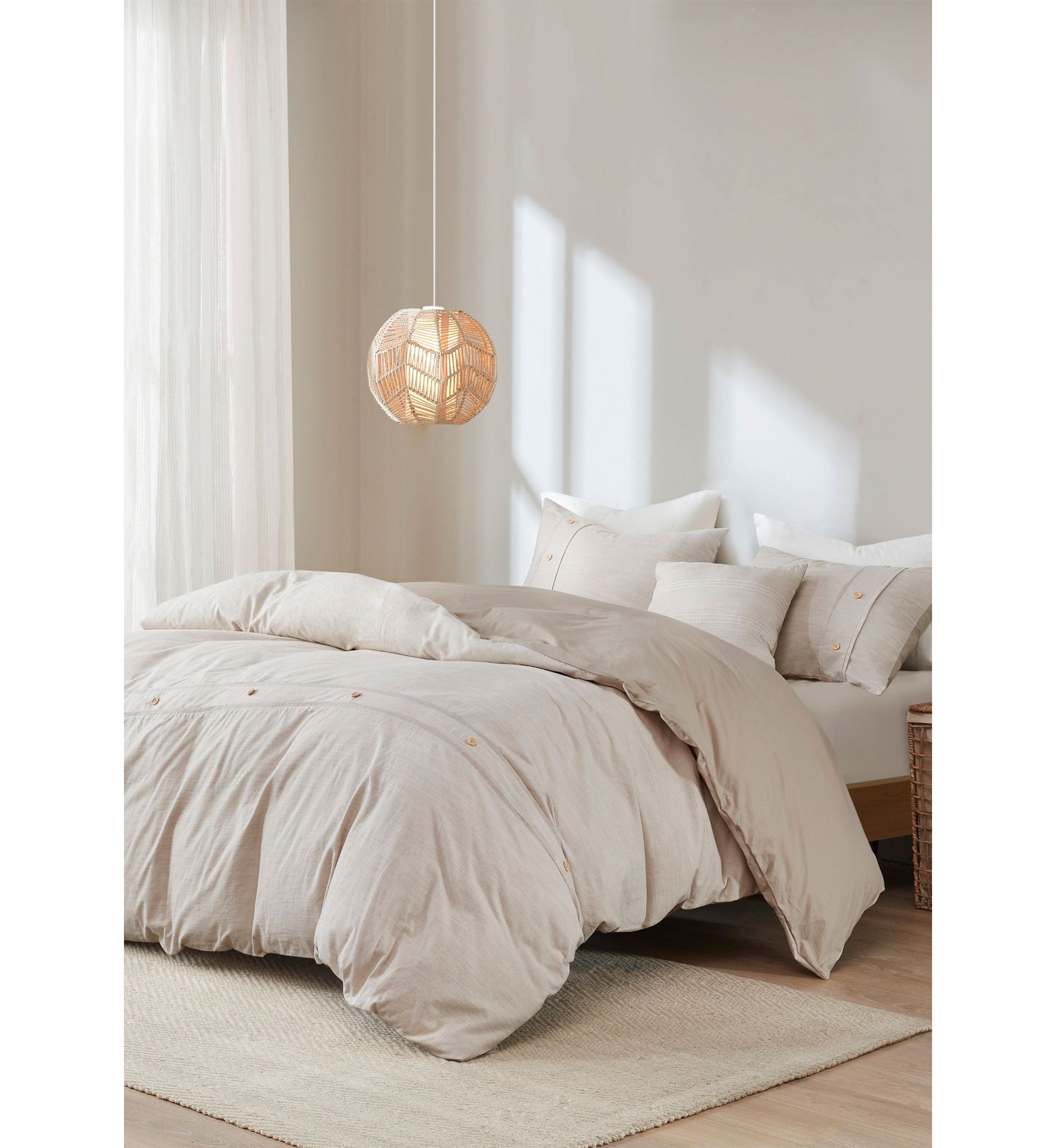 Dover 5 Piece Organic Cotton Oversized Comforter Cover Set w/removable insert