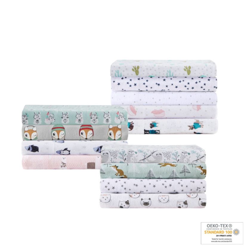 Cozy Soft Cotton Flannel Printed Sheet Set