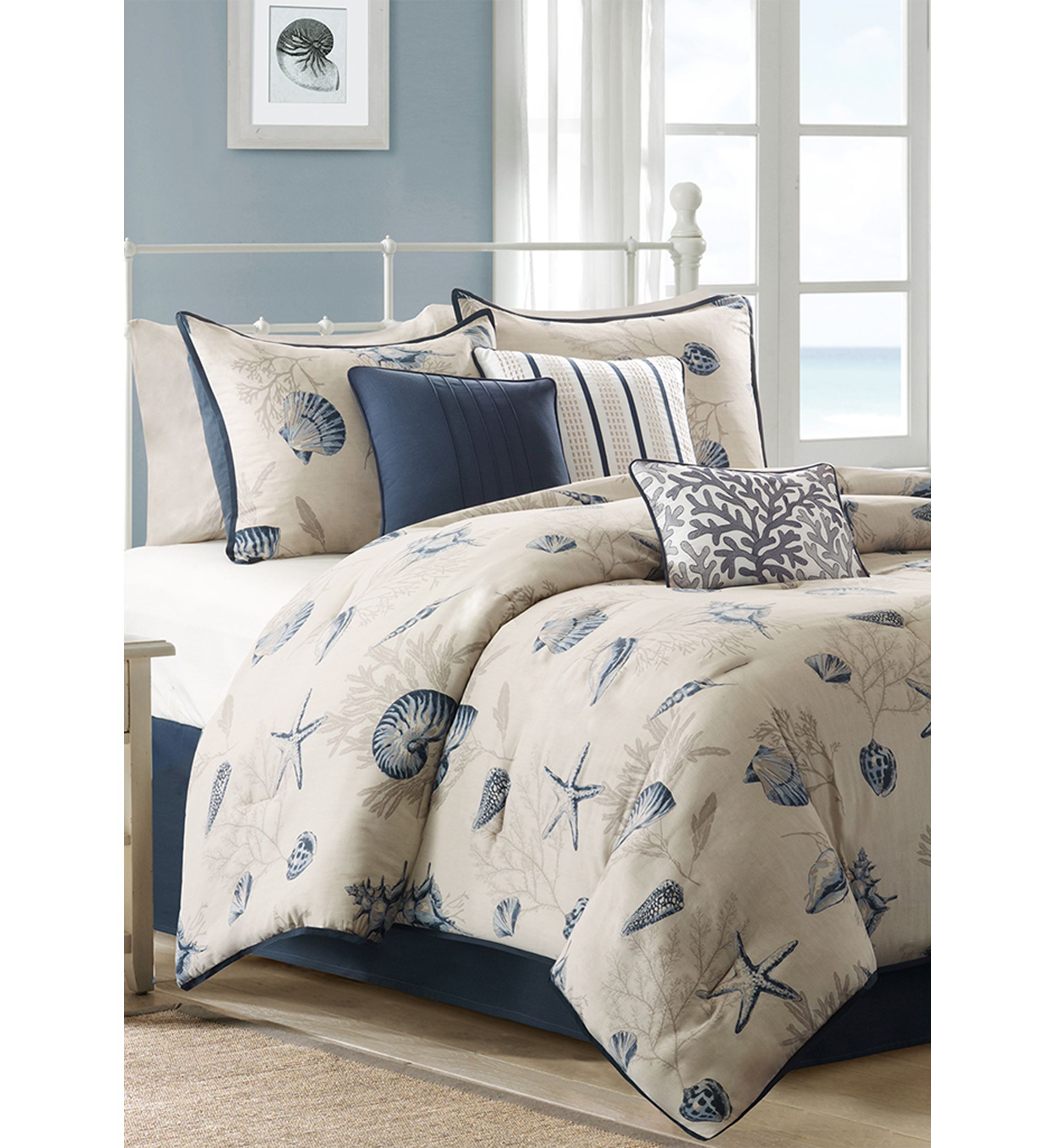 Bayside Blue 7-Piece California King Comforter Set 104-in. x 92-in.