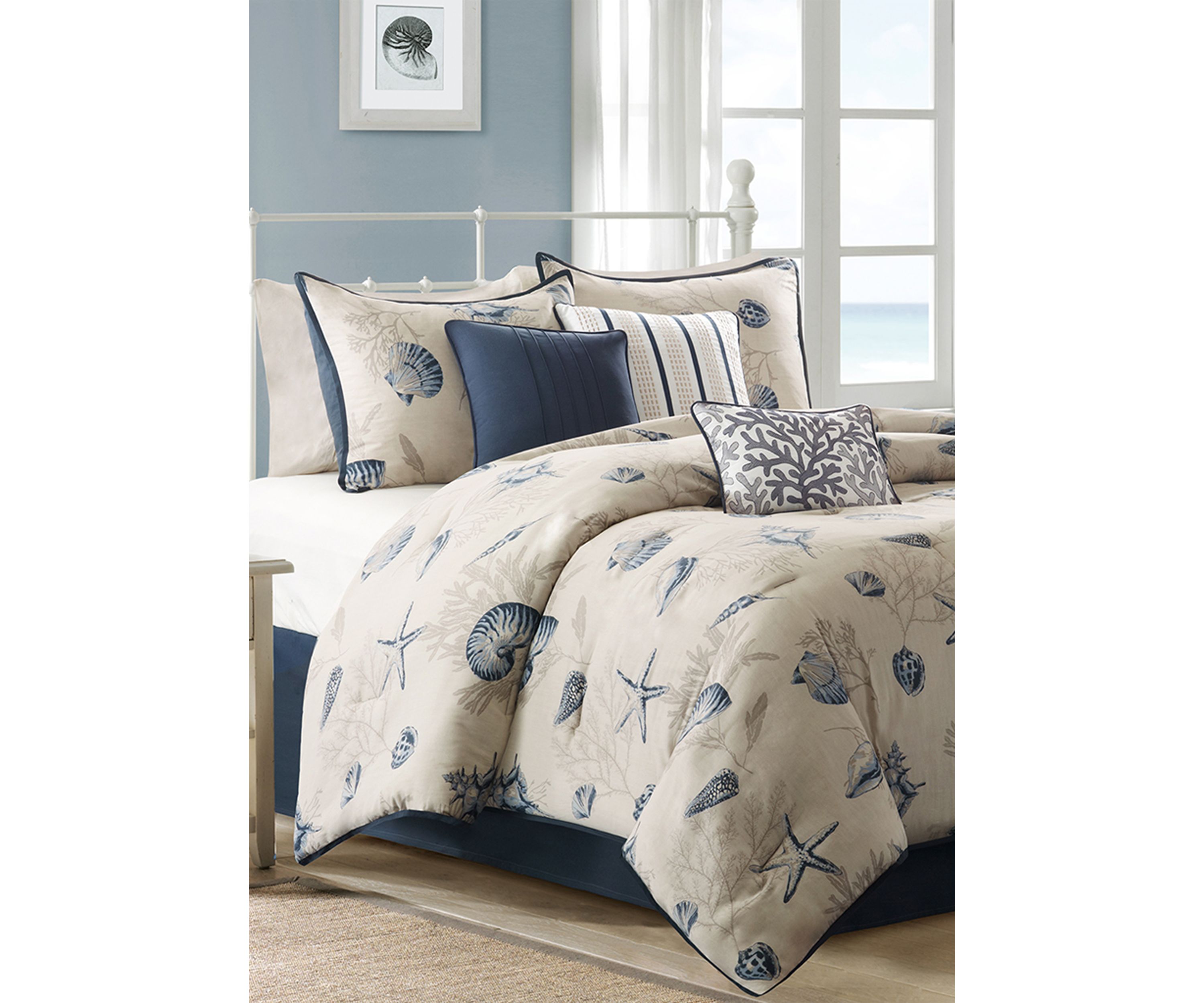 Bayside Blue 7-Piece California King Comforter Set 104-in. x 92-in.