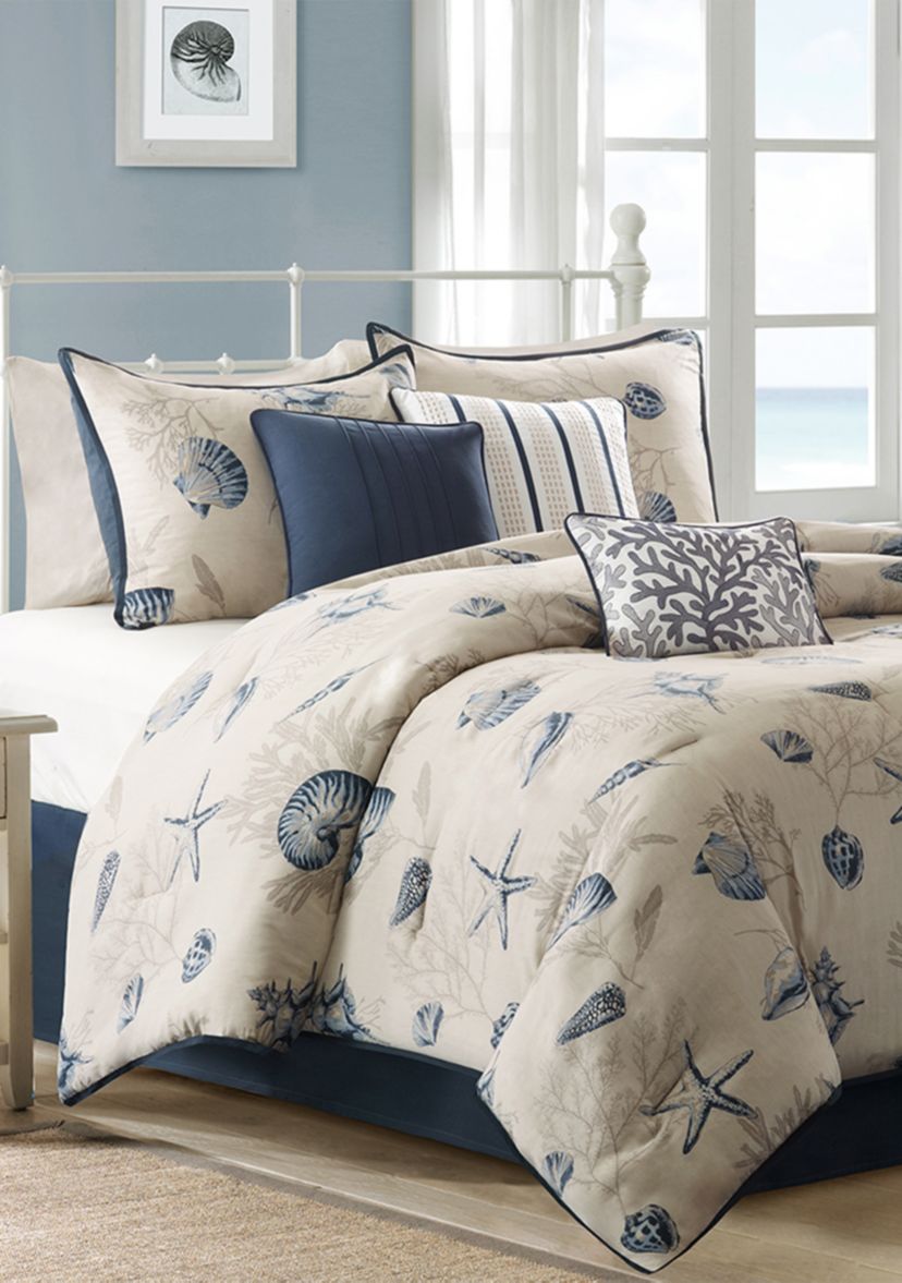 Bayside Blue 7-Piece California King Comforter Set 104-in. x 92-in.