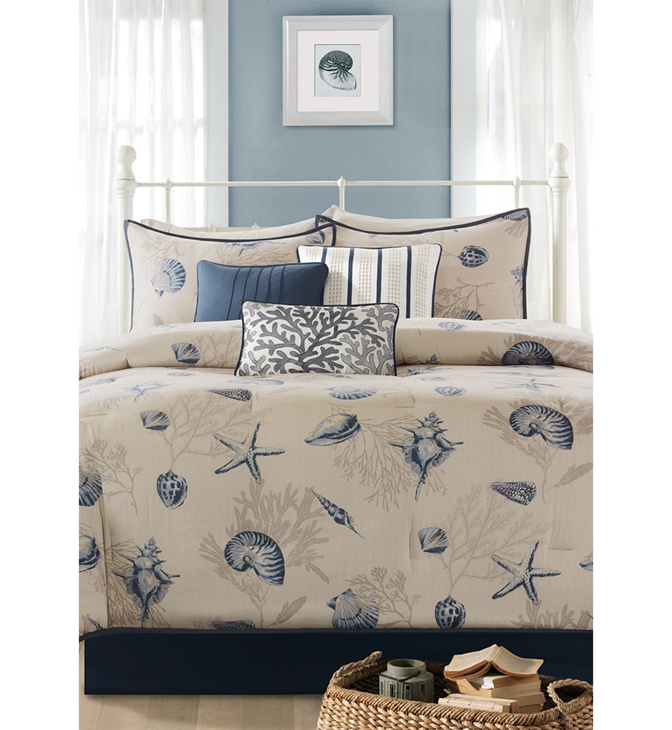 Bayside Blue 7-Piece California King Comforter Set 104-in. x 92-in.