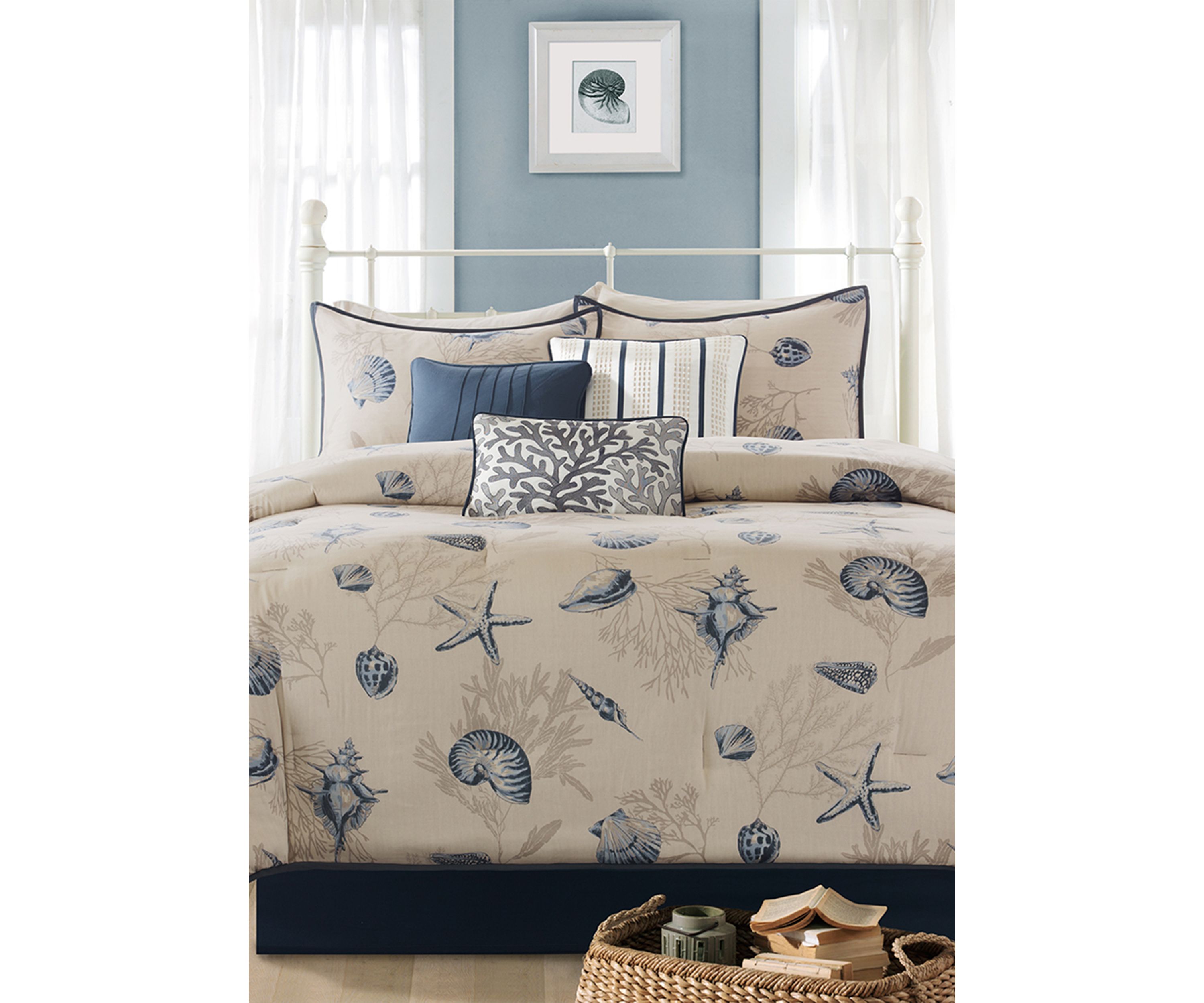 Bayside Blue 7-Piece California King Comforter Set 104-in. x 92-in.