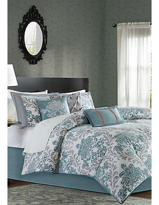 Queen Blue Details about   Madison Park Palisades 7 Piece Comforter Set 
