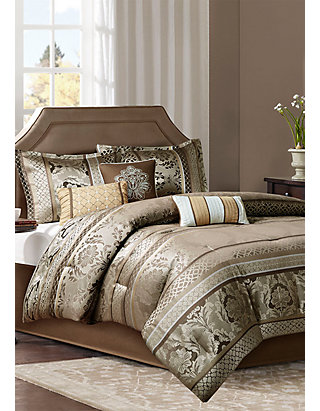 Jacquard 7 Piece Comforter Set Quilted Bedspread Double & King Size Bedding Sets 