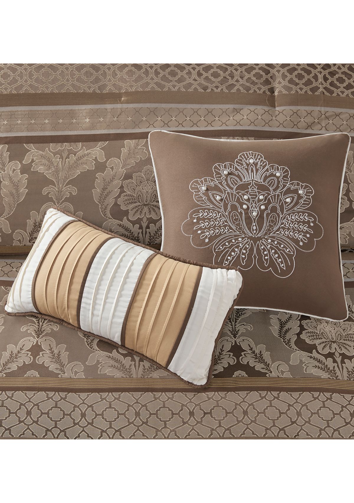 Bellagio 7-Piece Jacquard Comforter Set- Brown