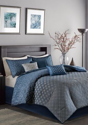 Madison Park Biloxi 7 Piece Comforter Set- Navy | belk