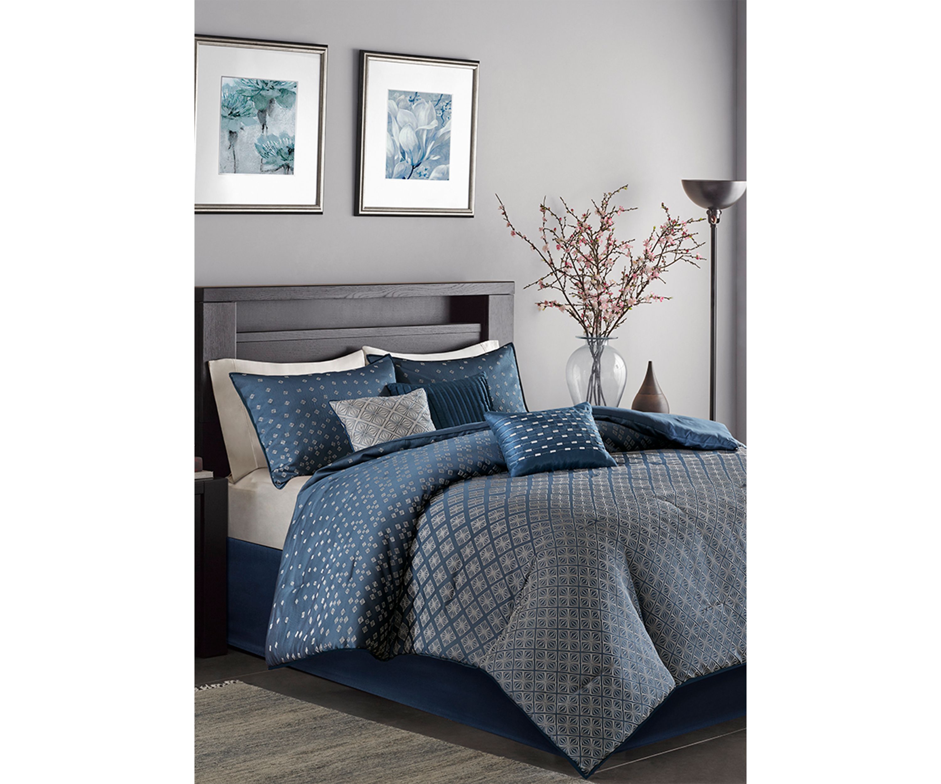 Biloxi 7 Piece Comforter Set- Navy