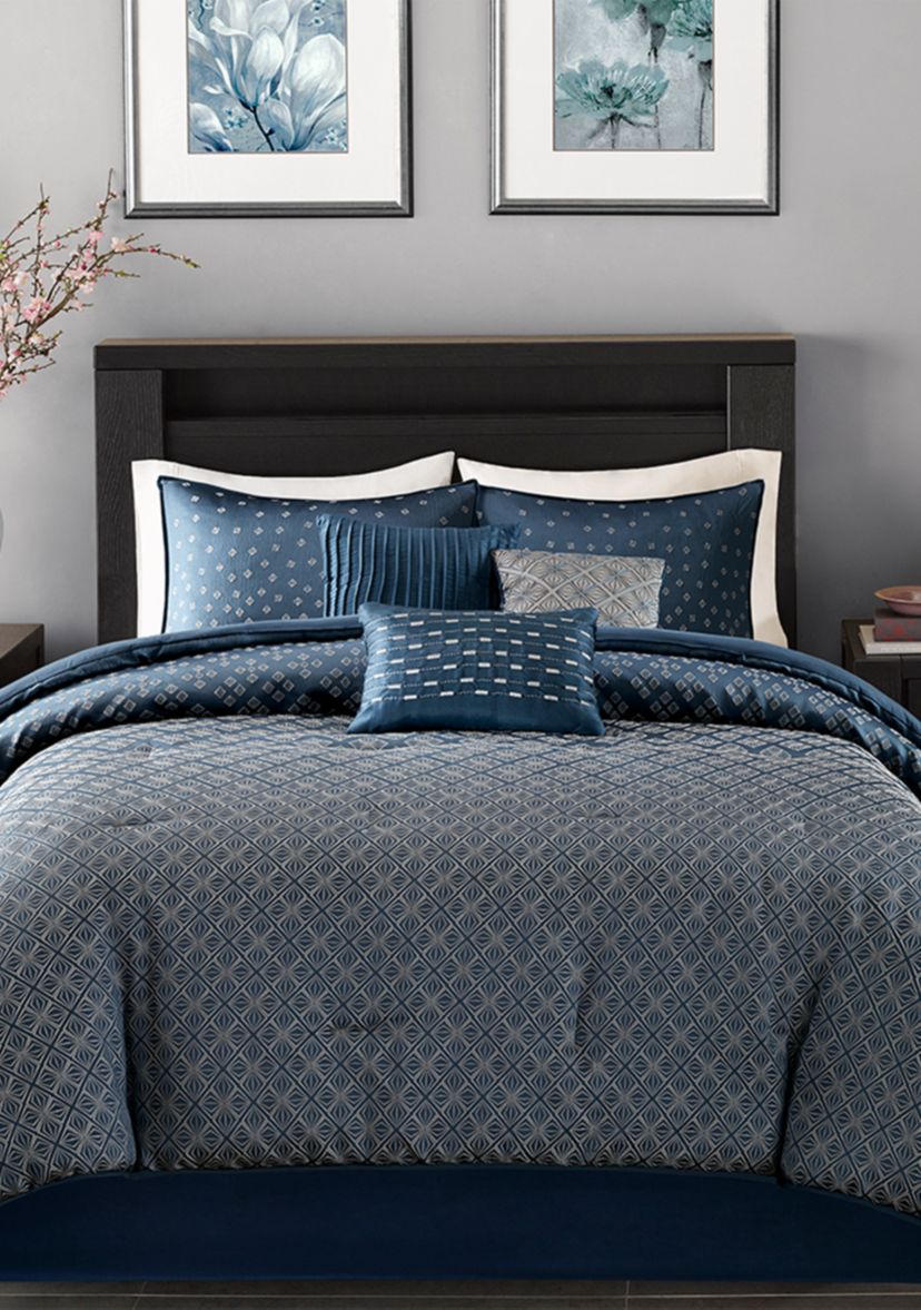 Biloxi 7 Piece Comforter Set- Navy