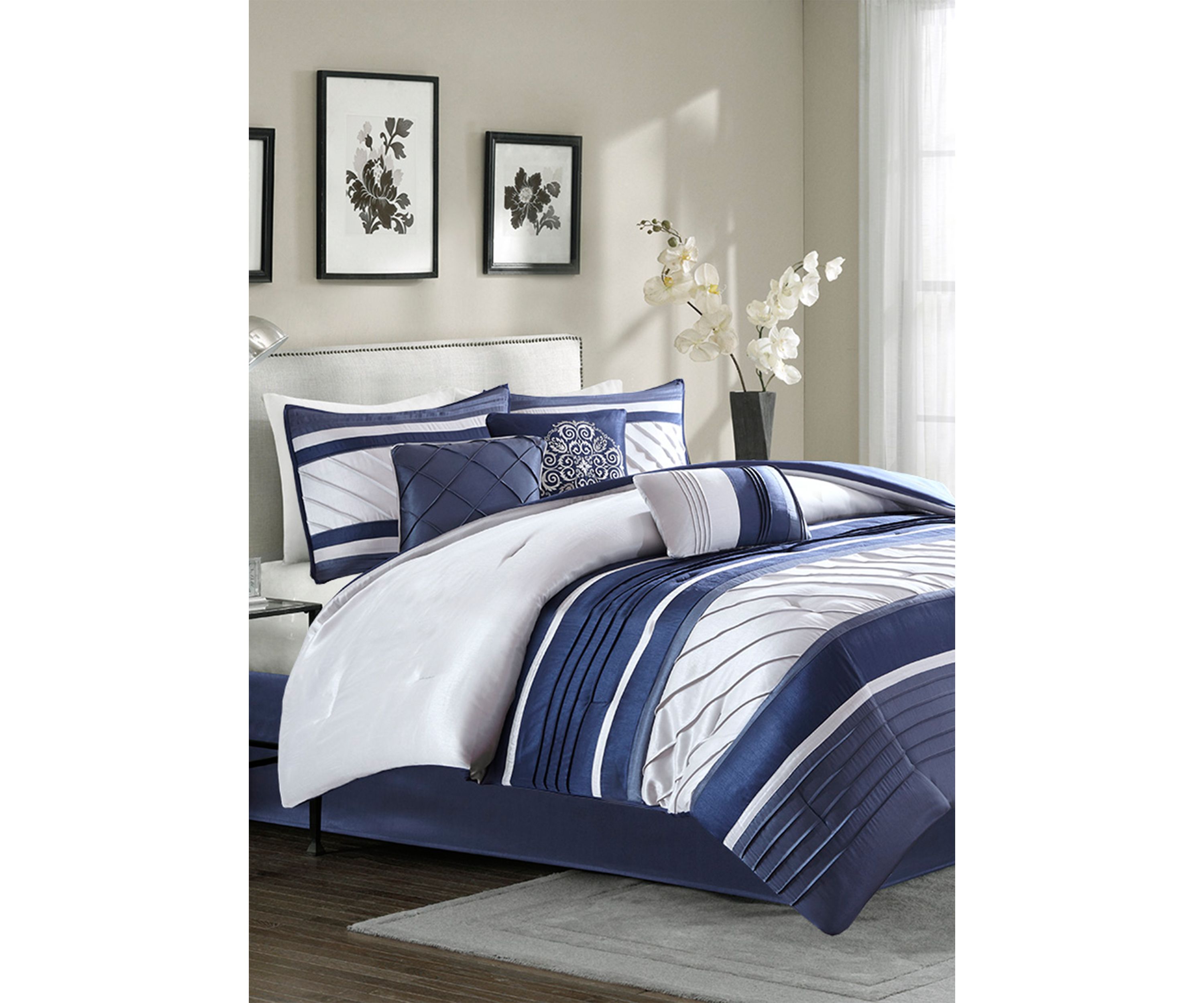 Blaire 7-Piece Comforter Set-Navy
