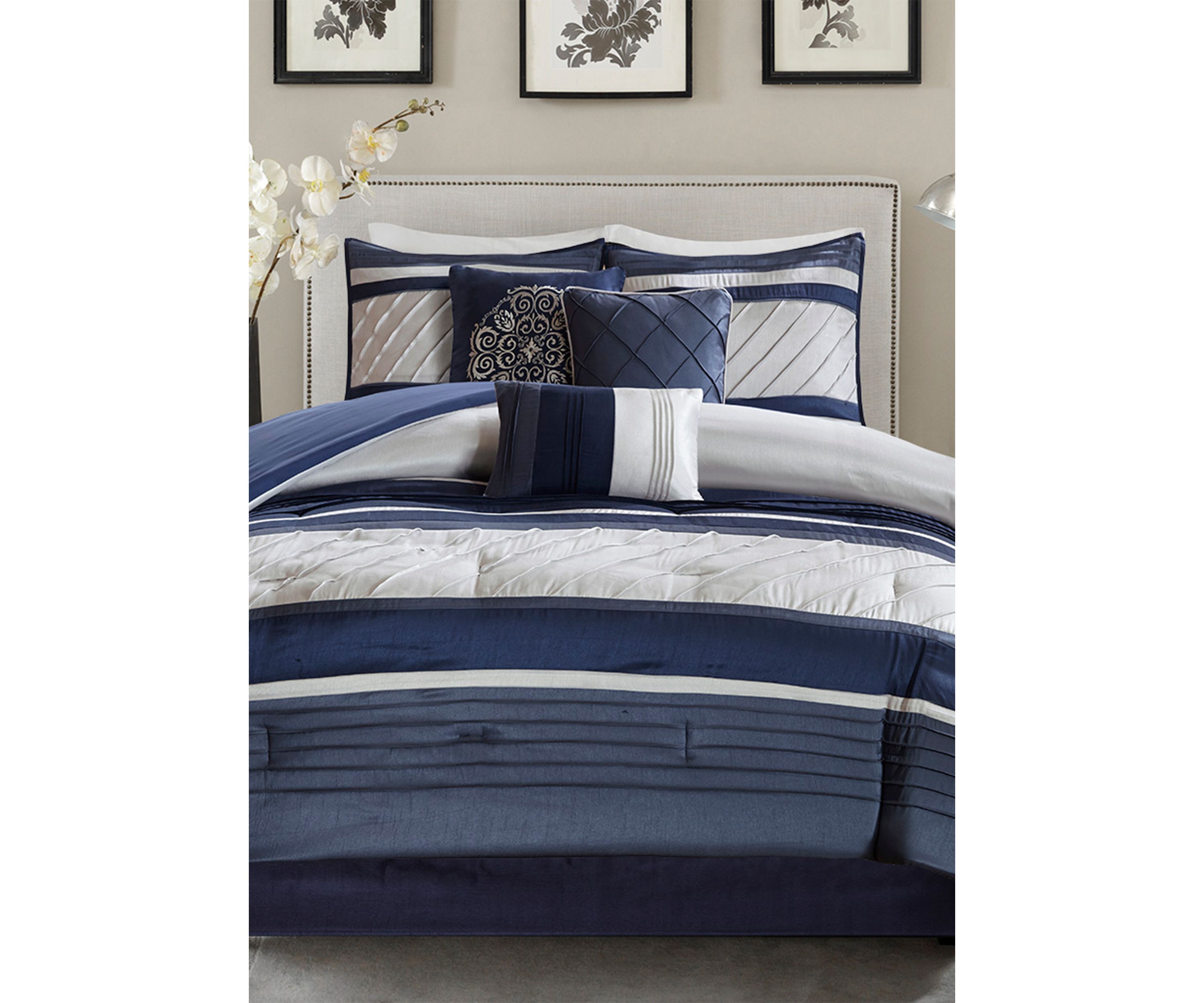 Blaire 7-Piece Comforter Set-Navy