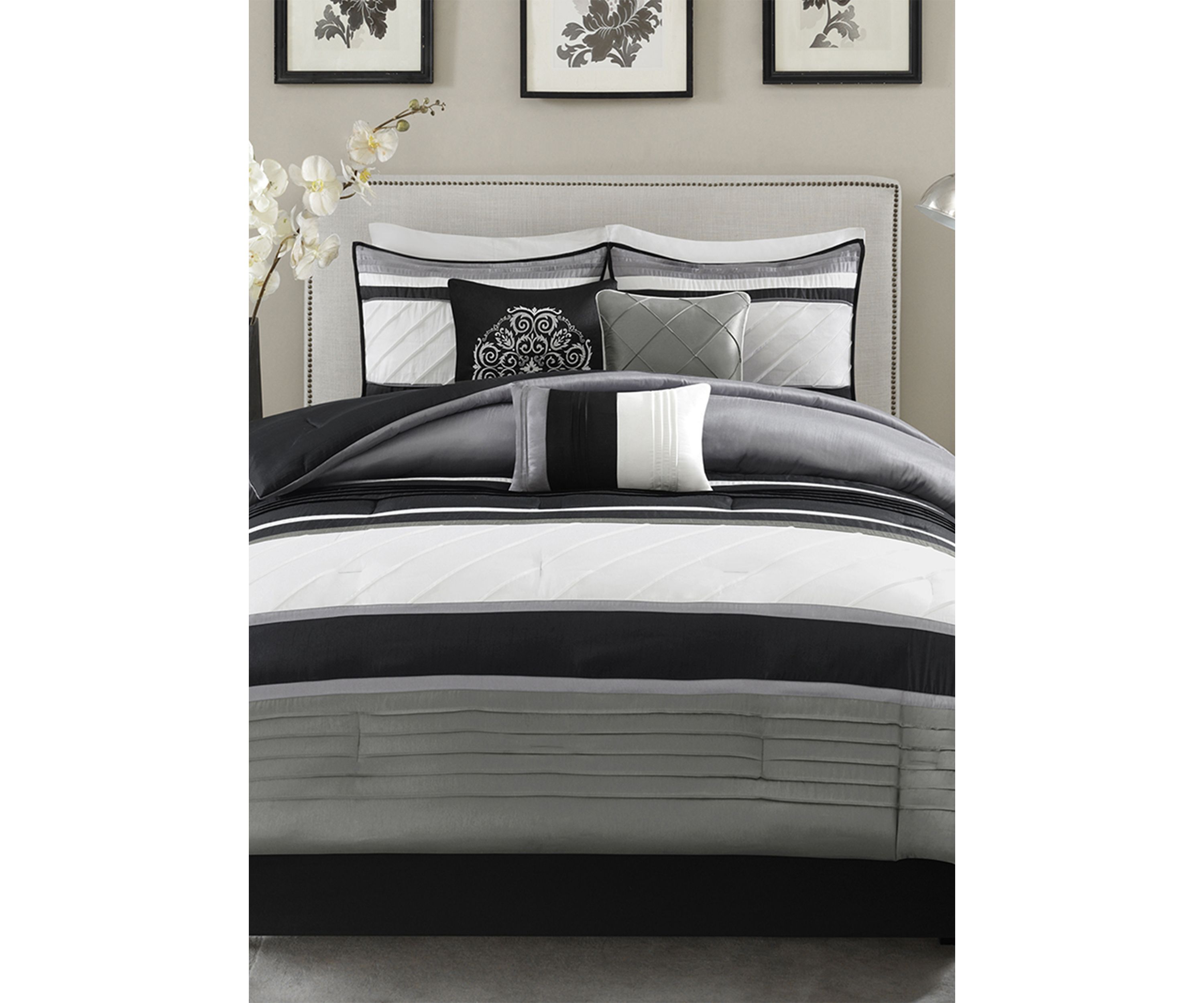 Blaire 7-Piece Comforter Set- Grey