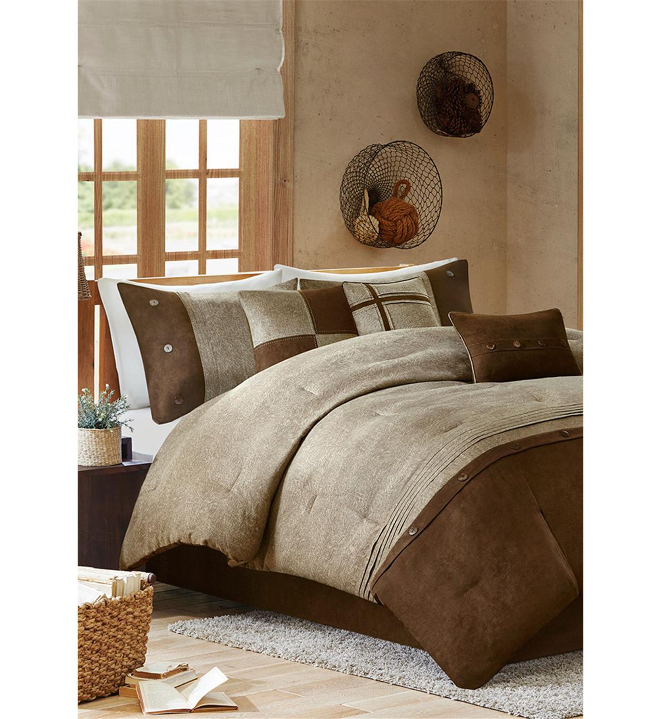 Boone 7-Piece Comforter Set- Brown