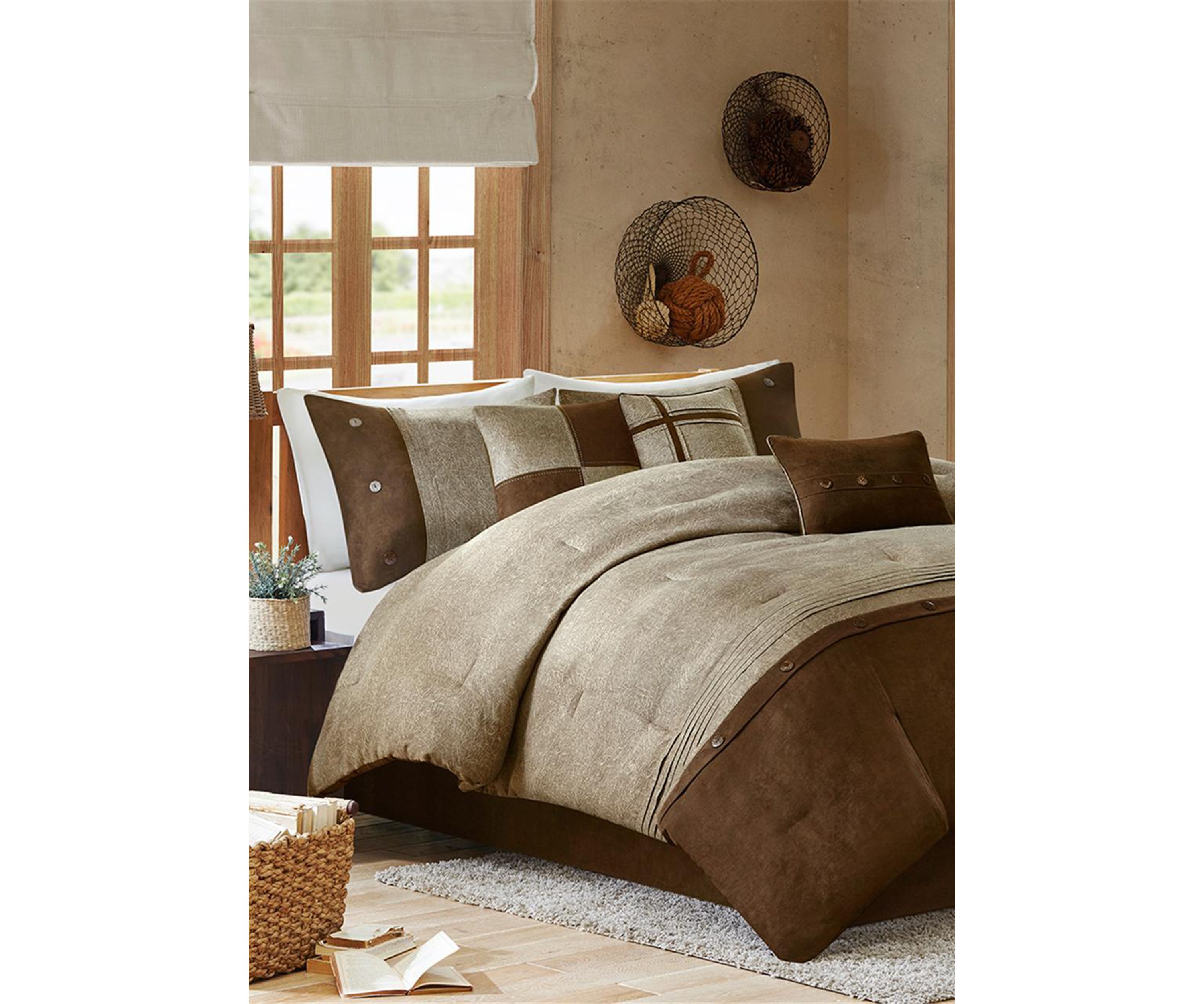 Boone 7-Piece Comforter Set- Brown