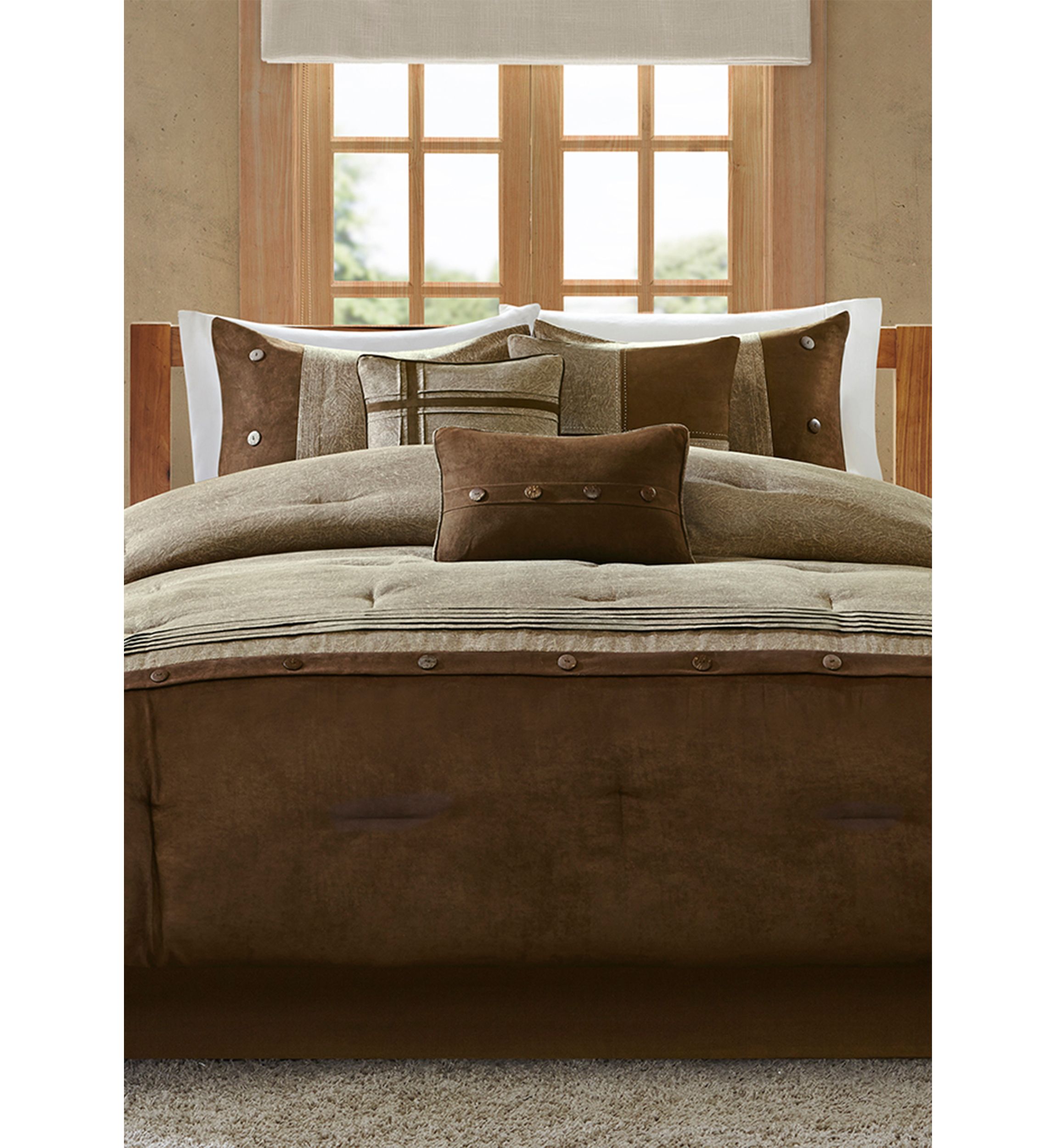 Boone 7-Piece Comforter Set- Brown