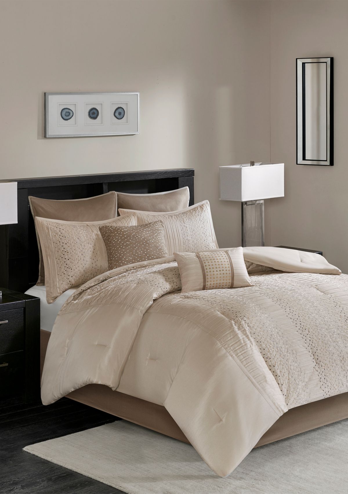 Camelia 8-Piece Embroidered Comforter Set - Natural