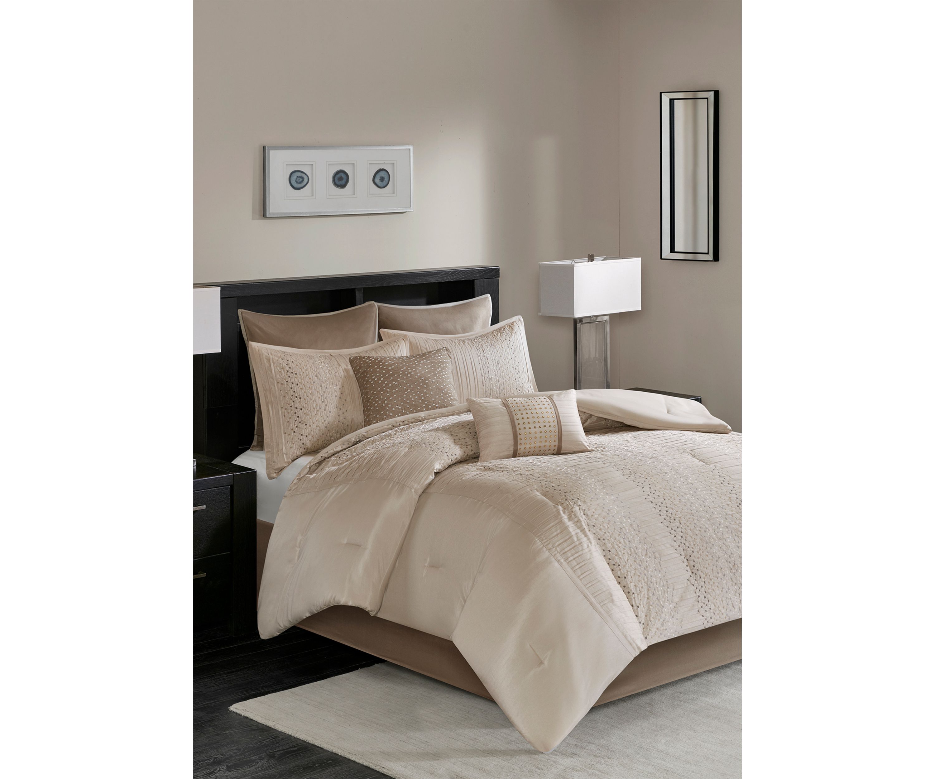 Camelia 8-Piece Embroidered Comforter Set - Natural