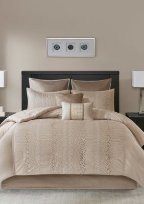 Camelia 8-Piece Embroidered Comforter Set - Natural