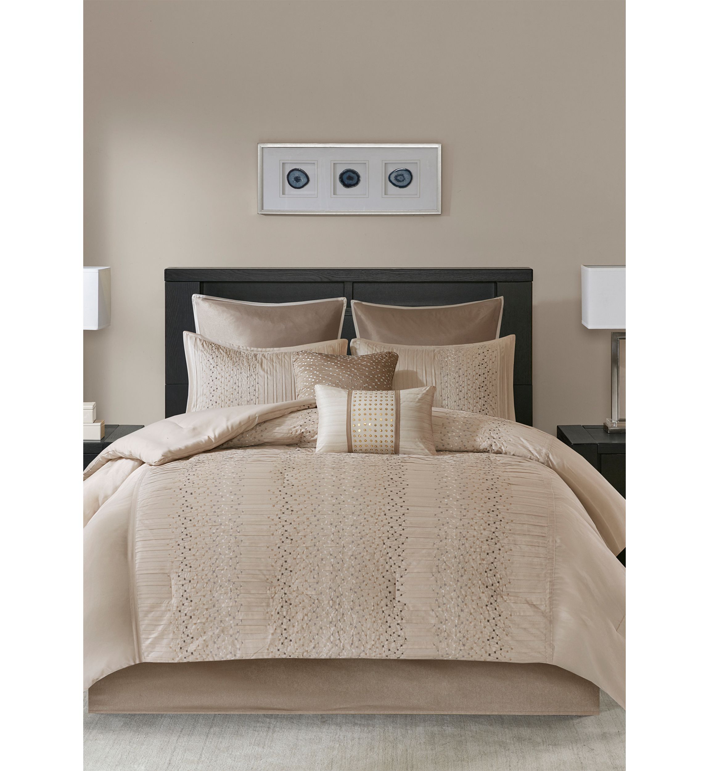 Camelia 8-Piece Embroidered Comforter Set - Natural
