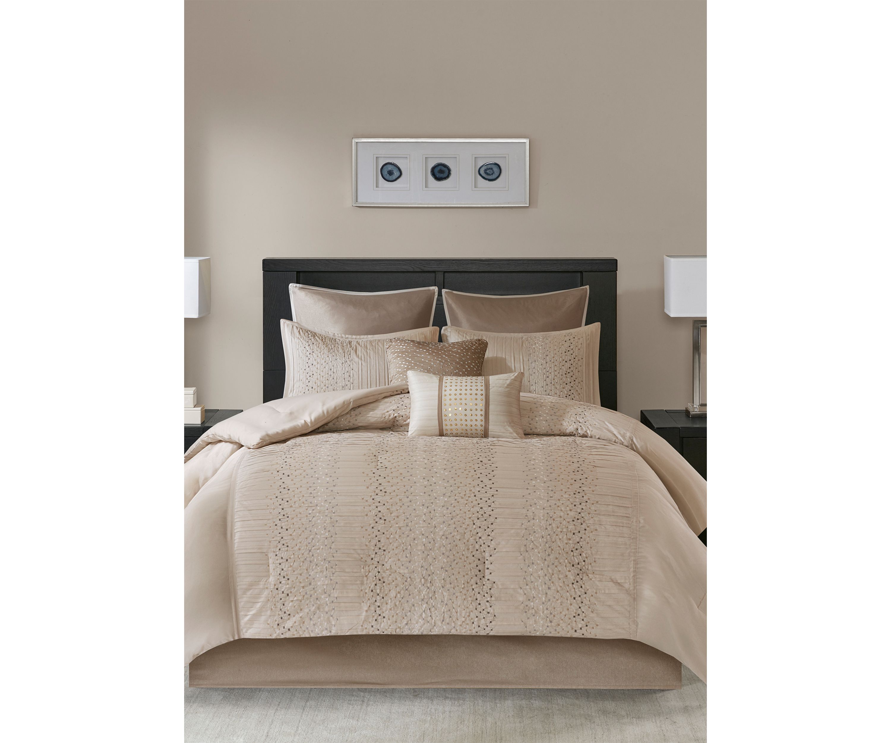 Camelia 8-Piece Embroidered Comforter Set - Natural