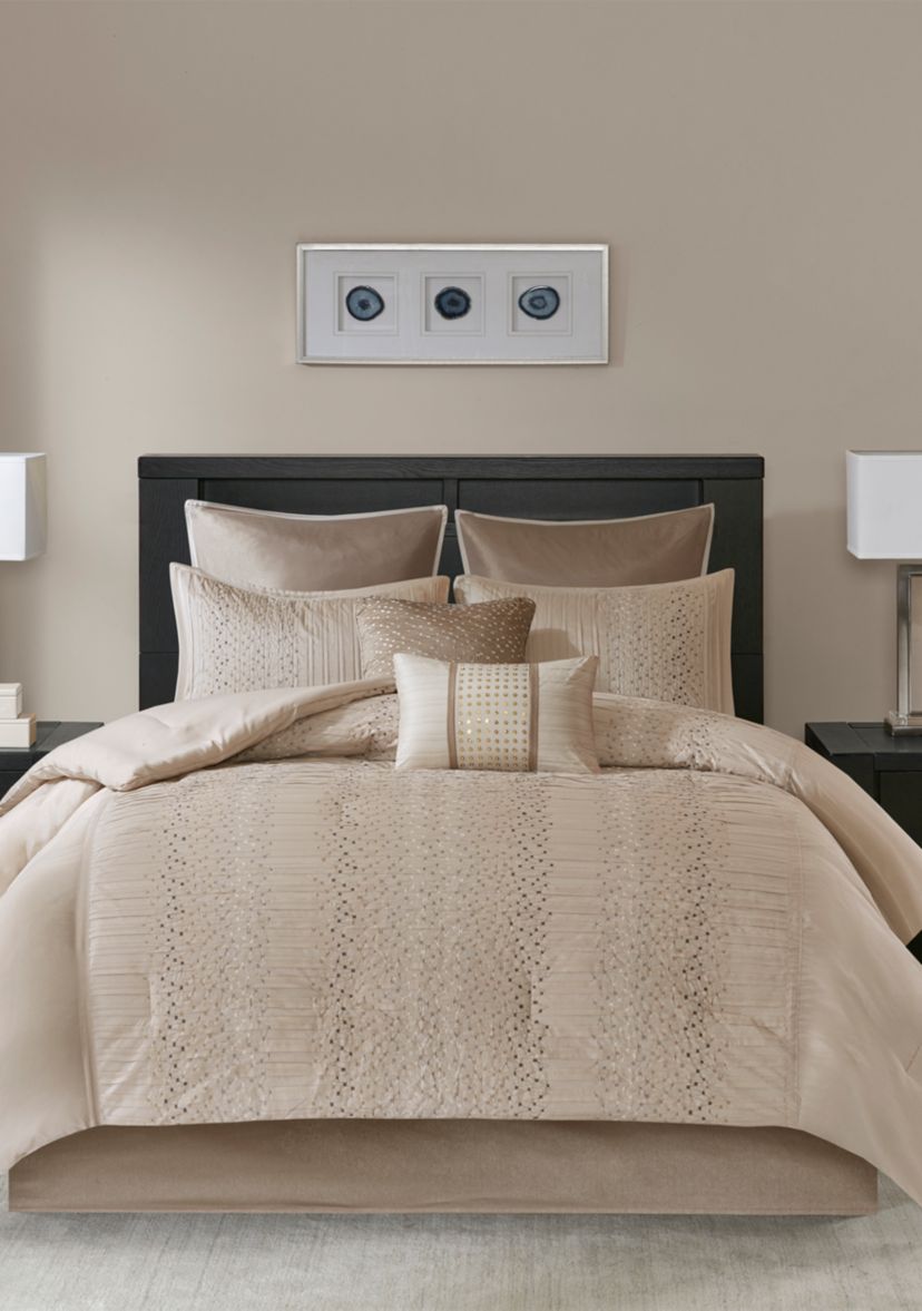 Camelia 8-Piece Embroidered Comforter Set - Natural