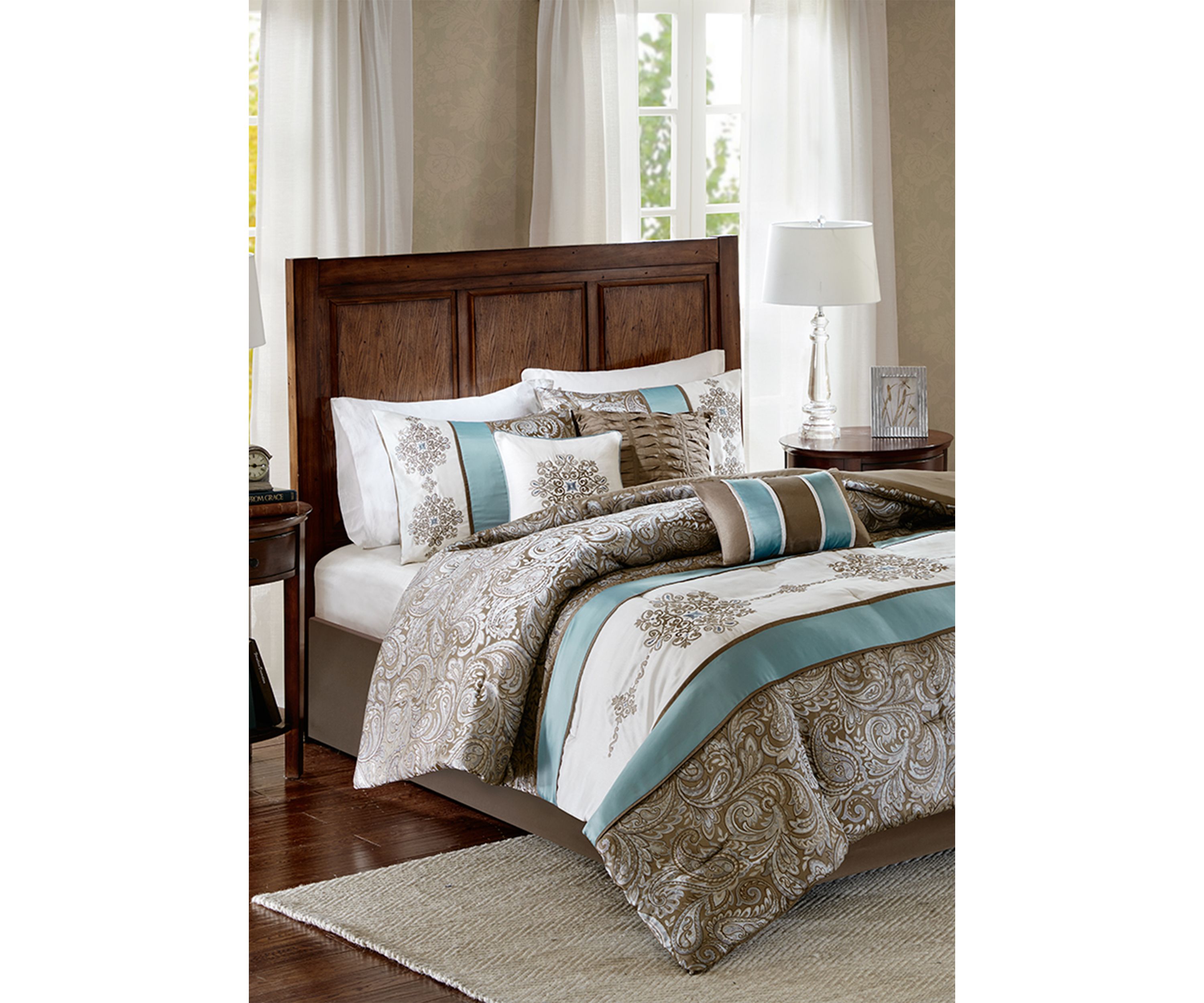 Caroline	Jacquard 7-Piece Comforter Set - Blue