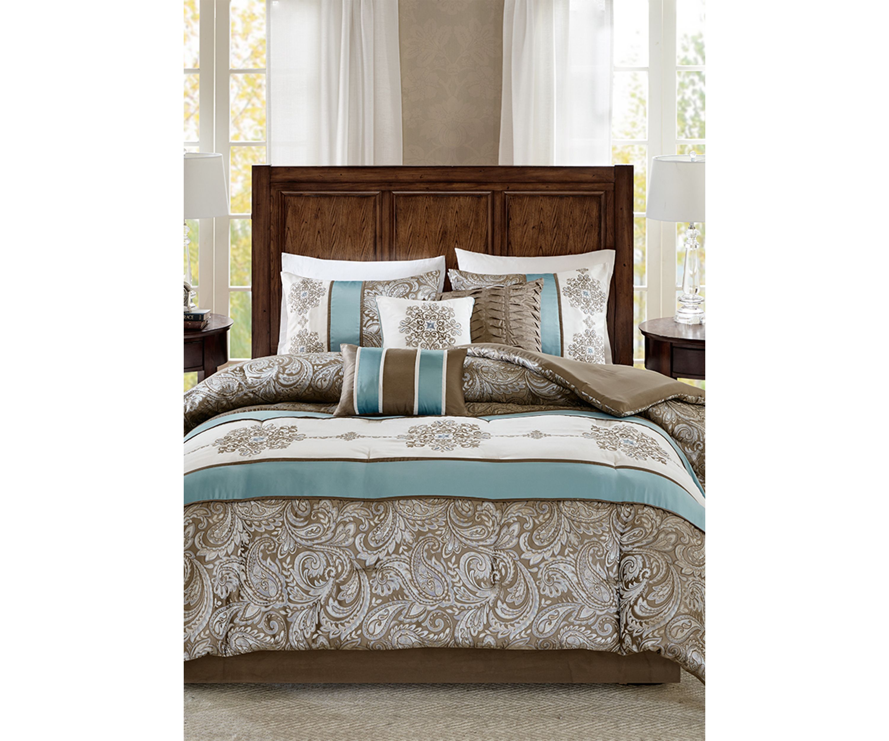 Caroline	Jacquard 7-Piece Comforter Set - Blue