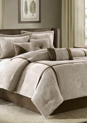 Madison Park Dallas Tan Queen 7 Piece Comforter Set 90 In X 90 In