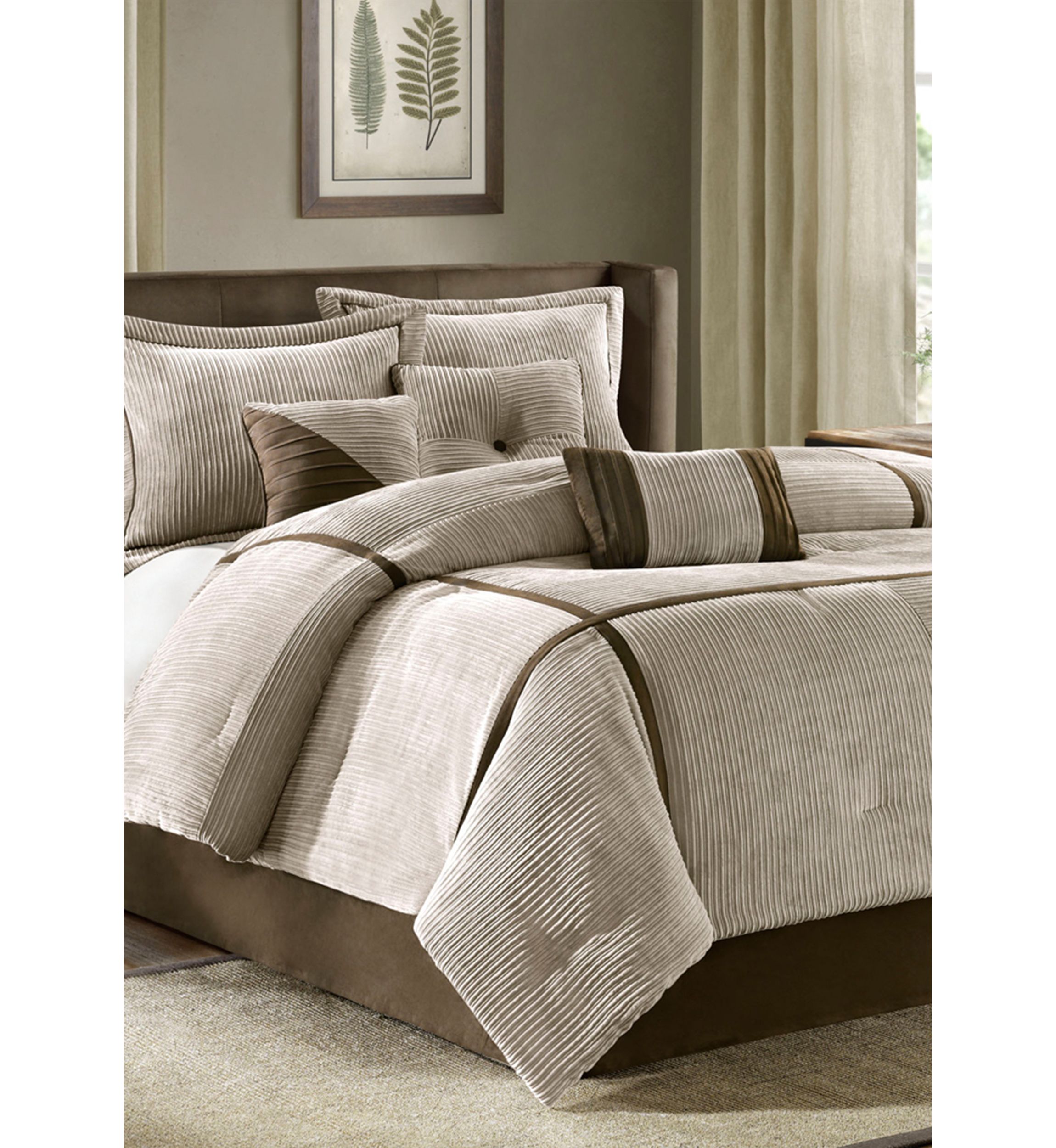 Dallas Tan Queen 7-Piece Comforter Set  90-in. x 90-in.