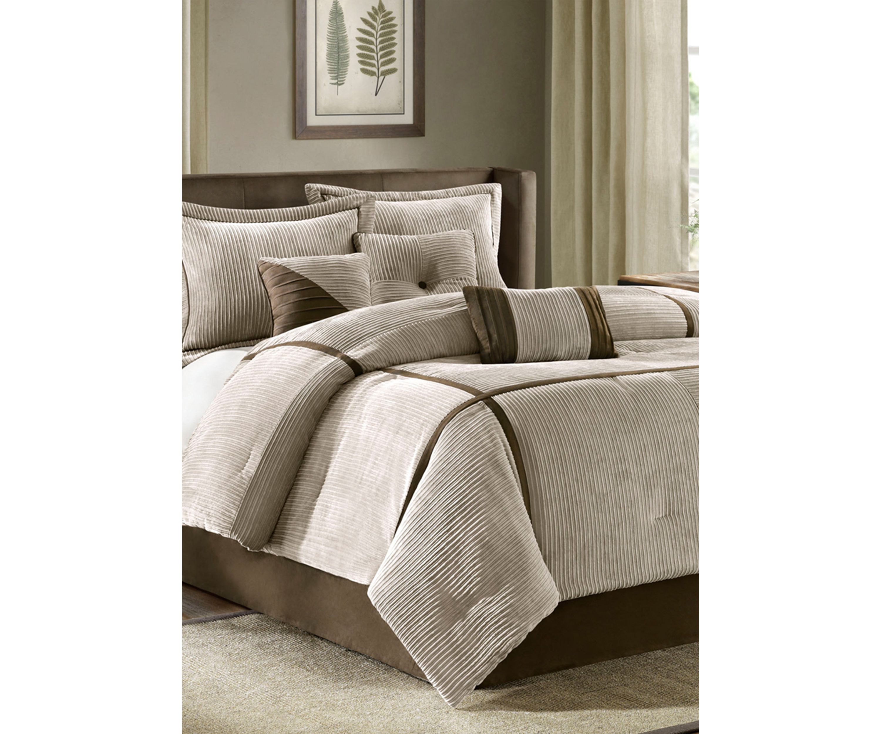 Dallas Tan Queen 7-Piece Comforter Set  90-in. x 90-in.