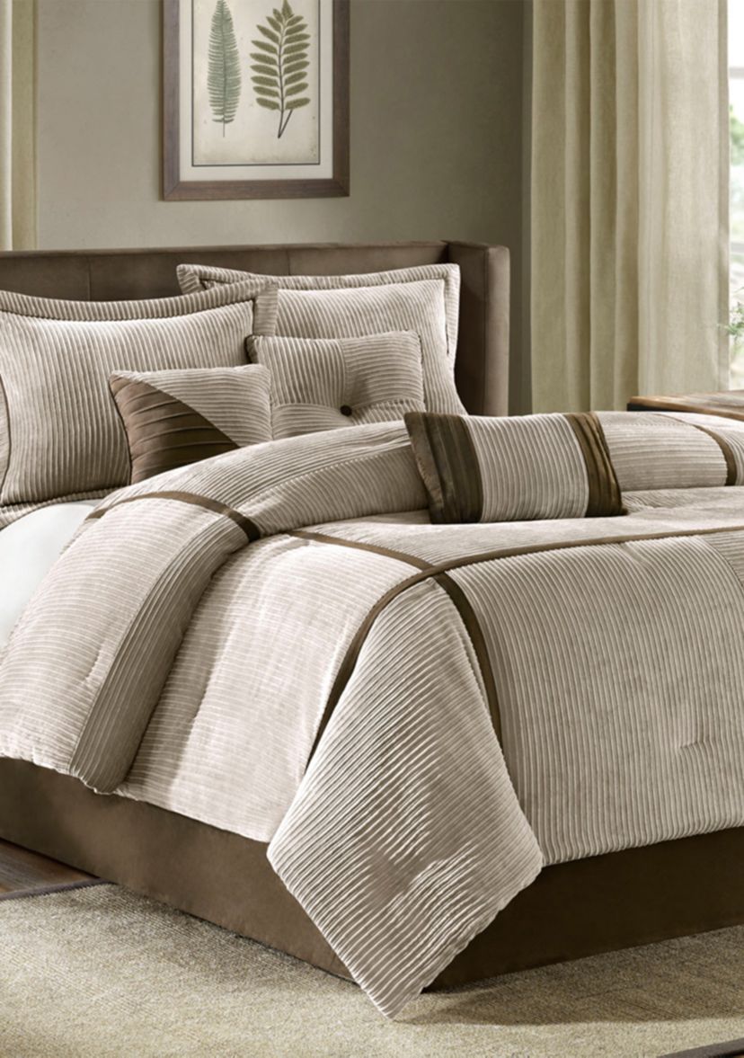 Dallas Tan Queen 7-Piece Comforter Set  90-in. x 90-in.