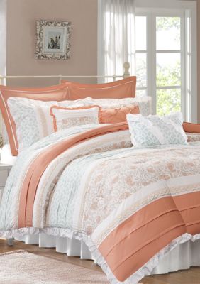 madison park serendipity cotton percale coral comforter se