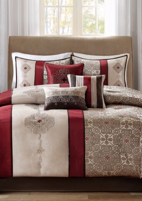 Donovan	Jacquard Comforter Set Red