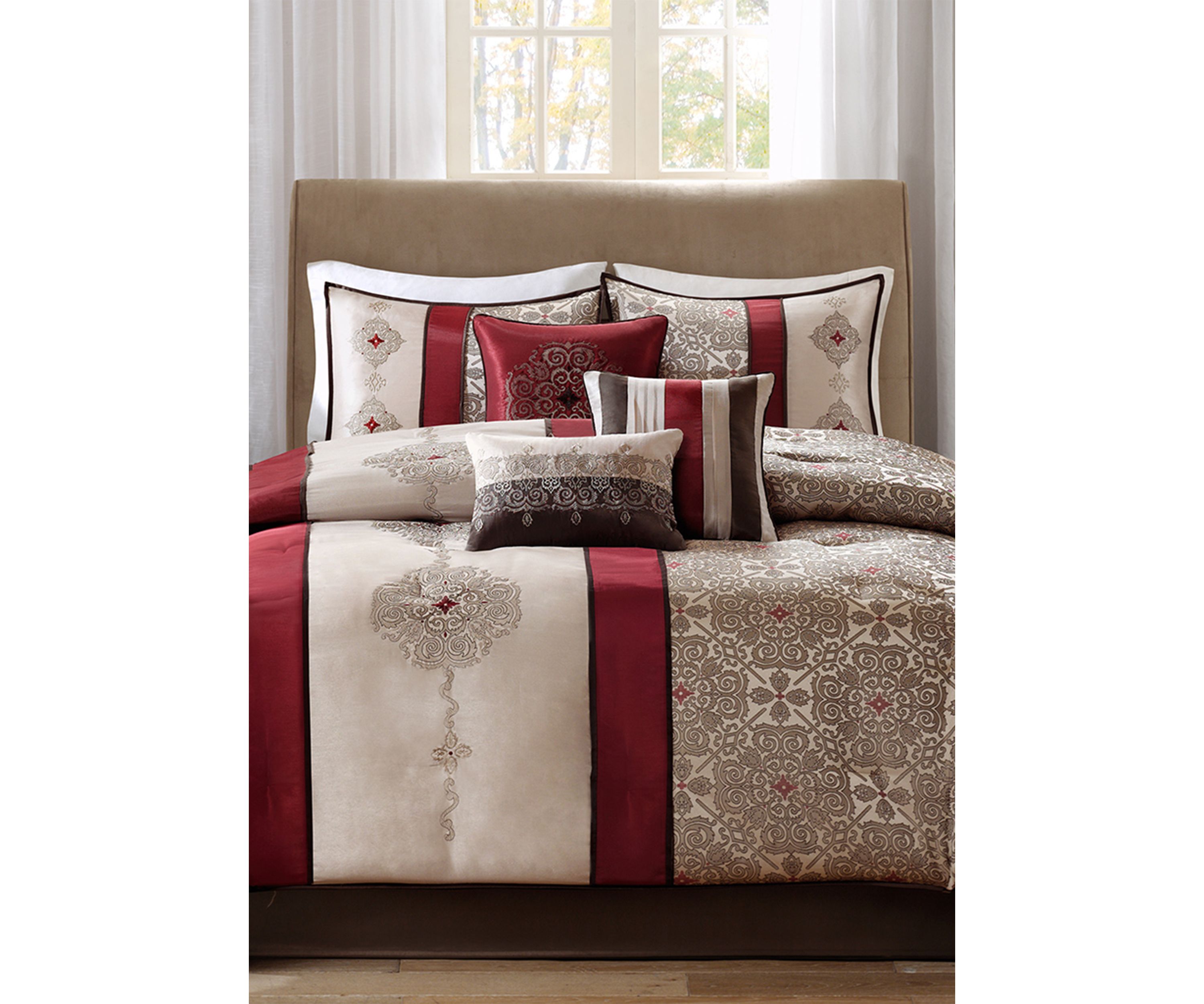 Donovan	Jacquard Comforter Set Red