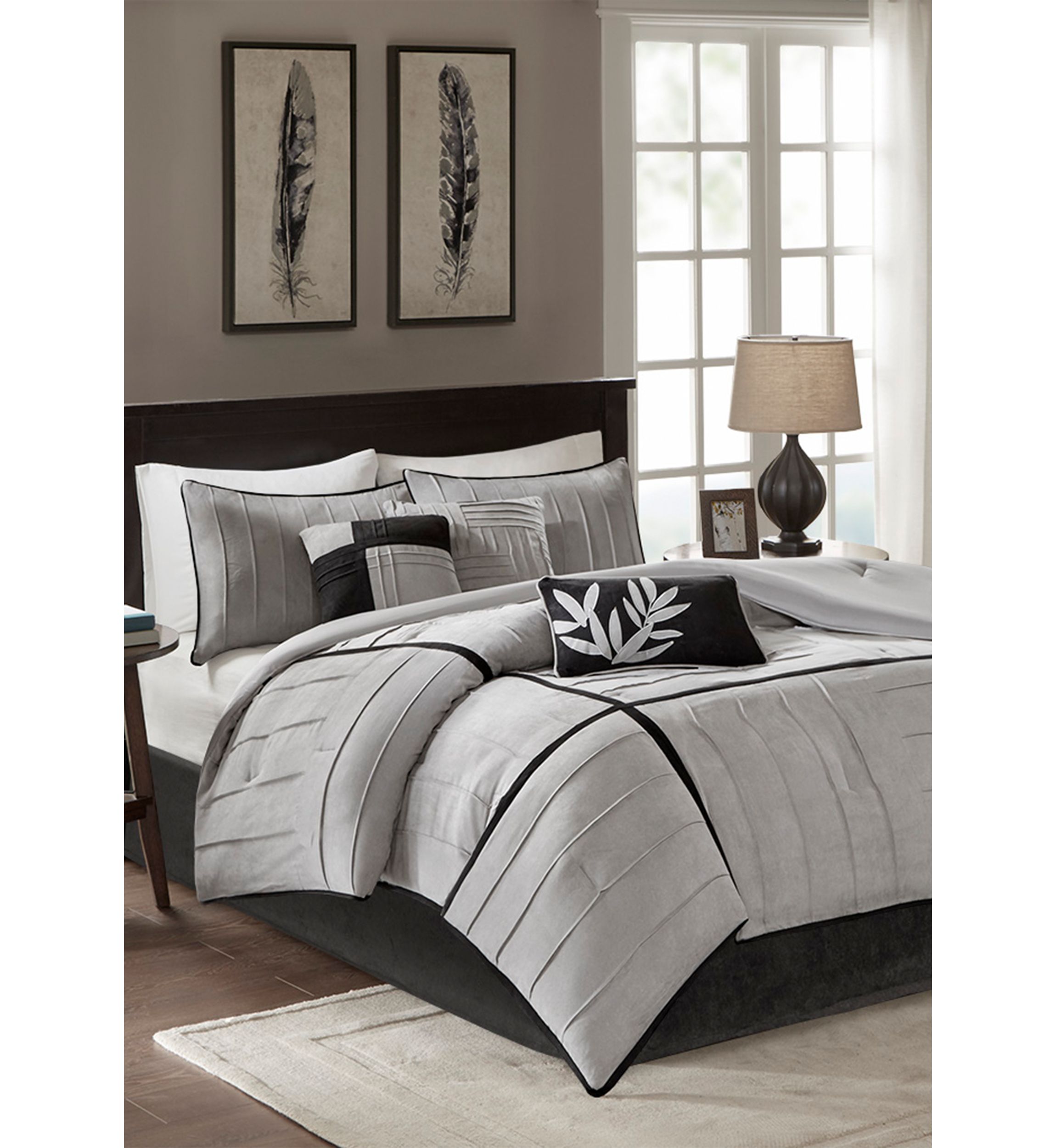 Connell Gray 7-Piece Queen Comforter Set 90-in. x 90-in.