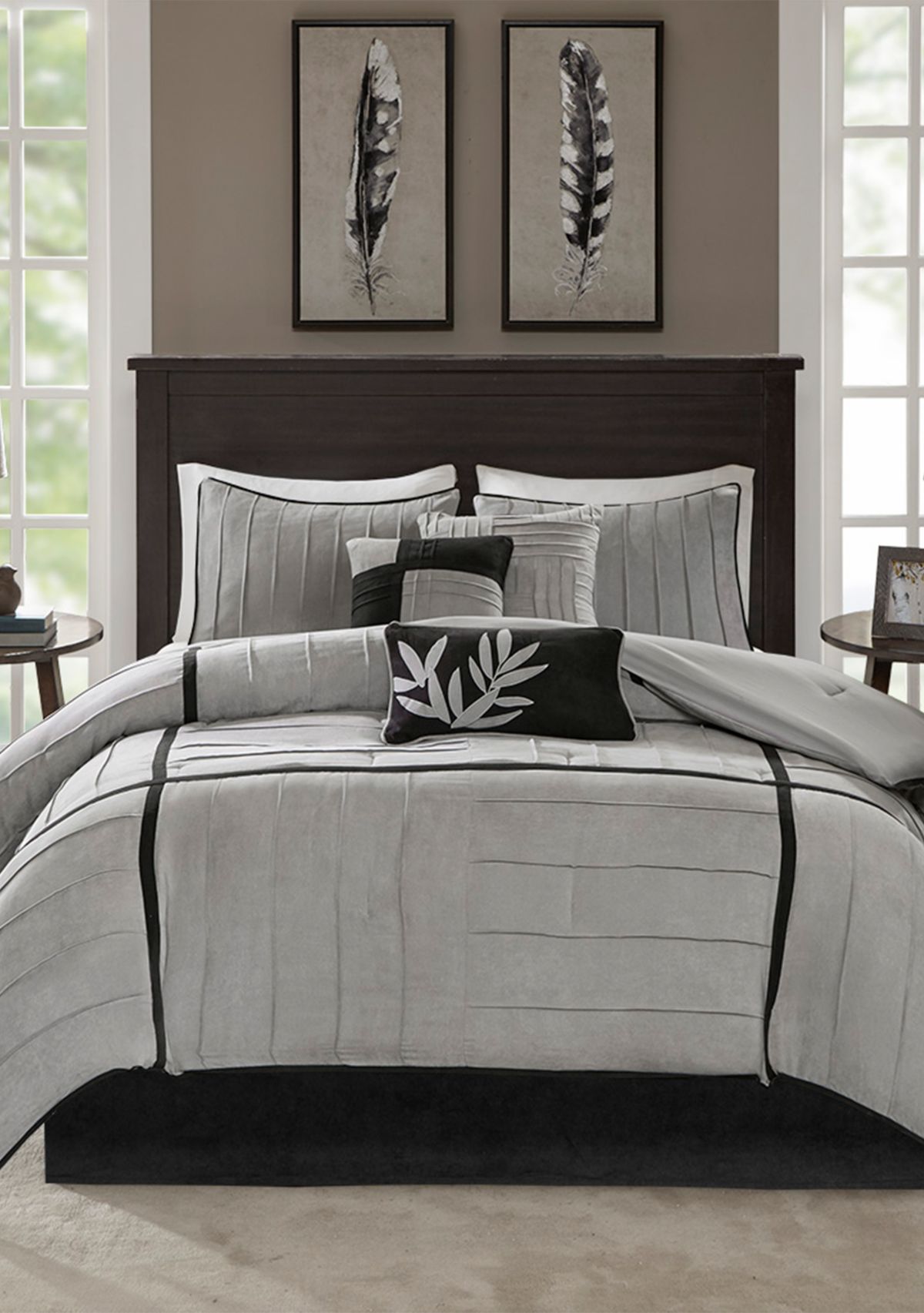Connell Gray 7-Piece Queen Comforter Set 90-in. x 90-in.