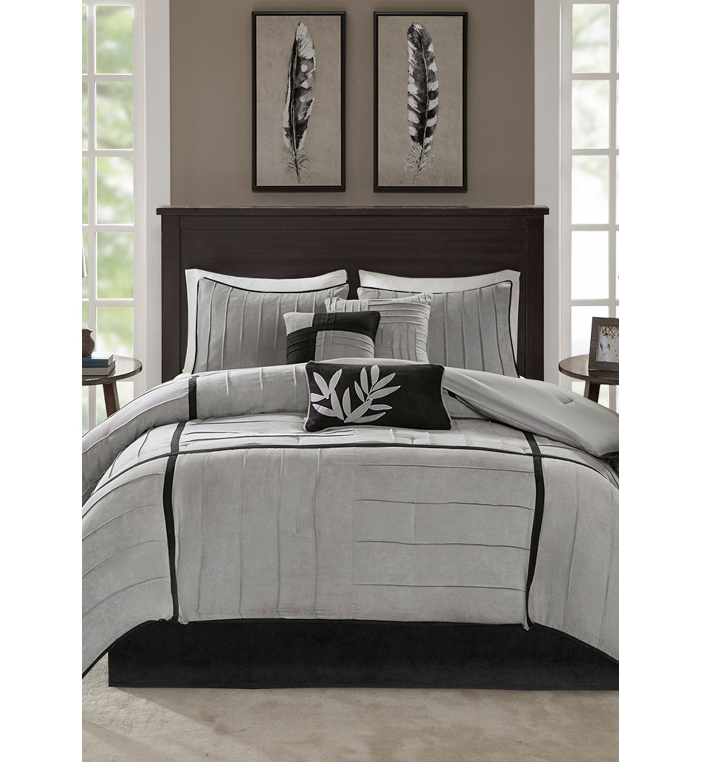 Connell Gray 7-Piece Queen Comforter Set 90-in. x 90-in.