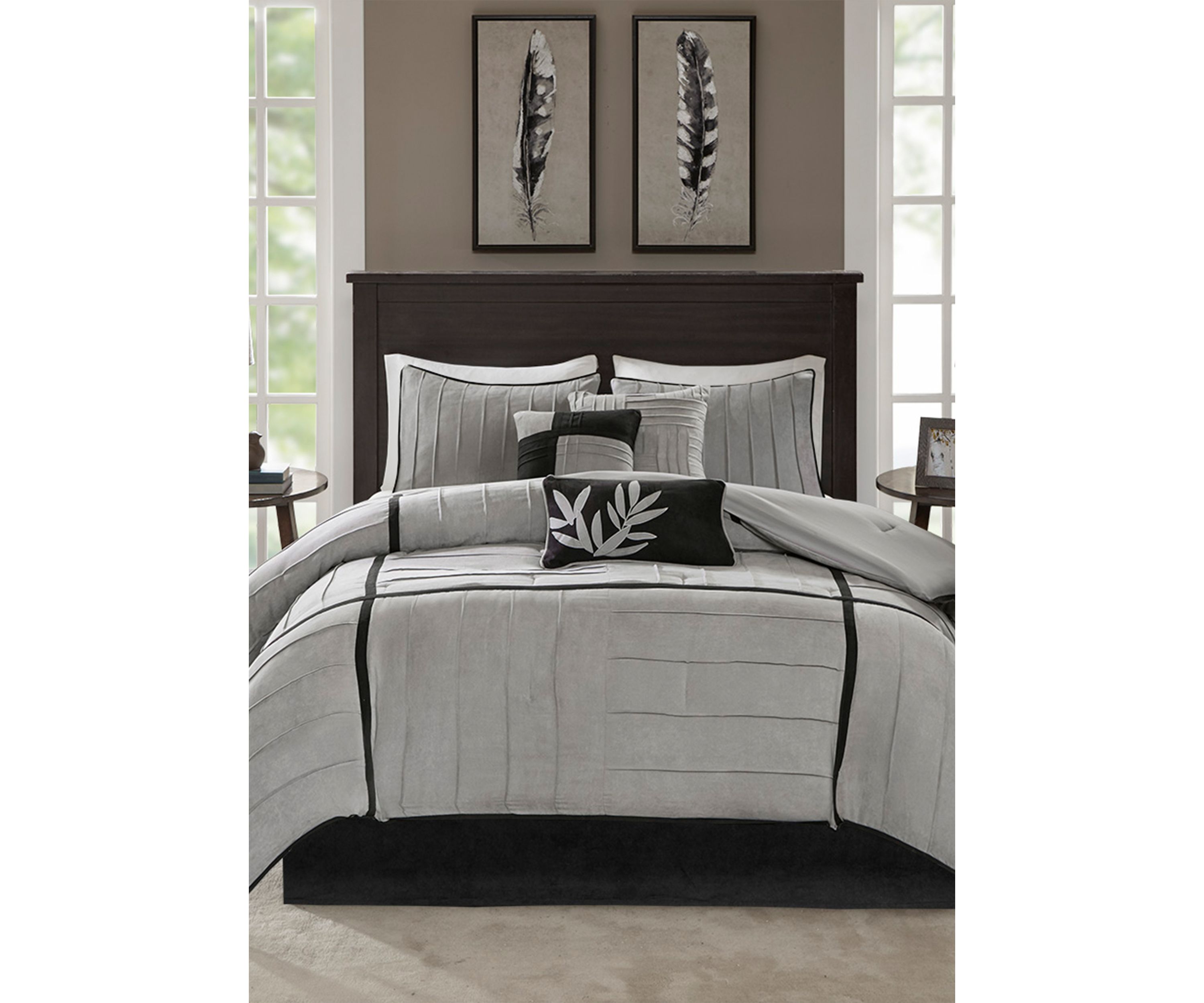 Connell Gray 7-Piece Queen Comforter Set 90-in. x 90-in.