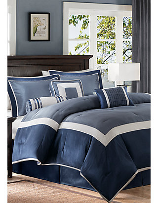 Madison Park Genevieve 7 Piece Comforter Set Navy Belk