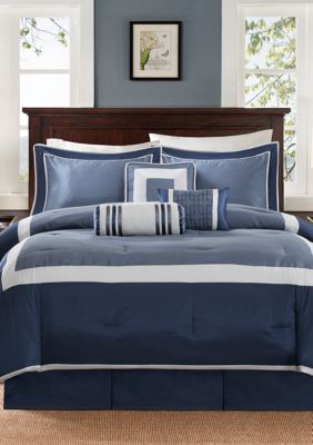 Madison Park Genevieve 7 Piece Comforter Set Navy Belk