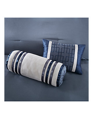 7 Pieces Bedding Sets Faux Silk B Madison Park Genevieve King Size Bag-Navy 