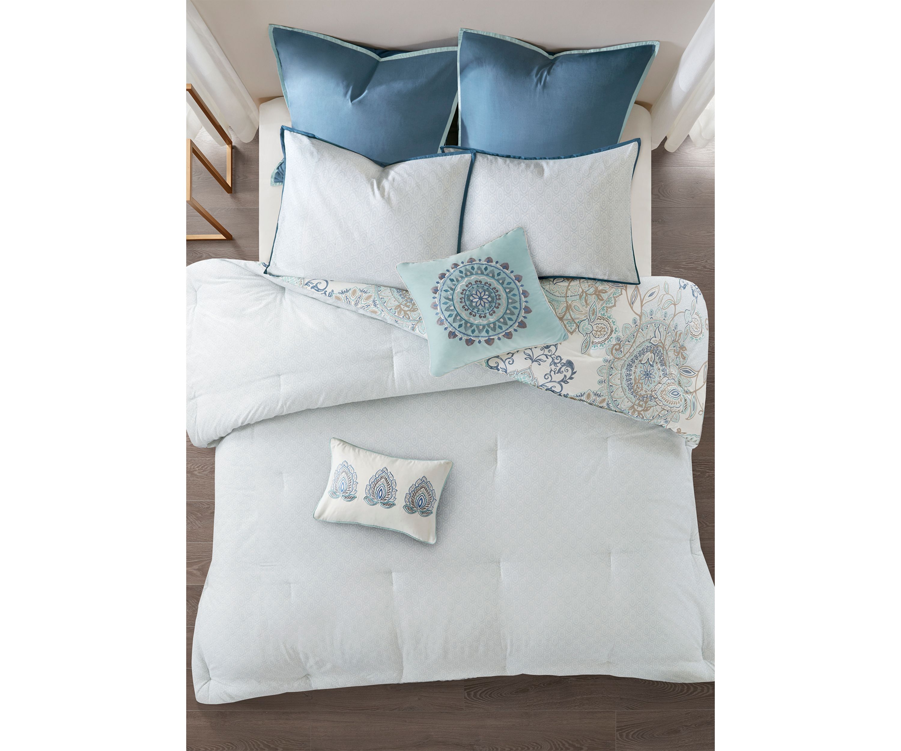 Isla 8 Piece Cotton Floral Printed Reversible Comforter Set
