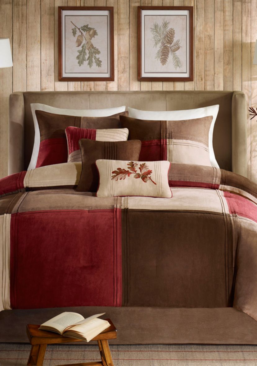 Jackson Blocks Red 7-Piece Queen Comforter Set 90-in. x 90-in.